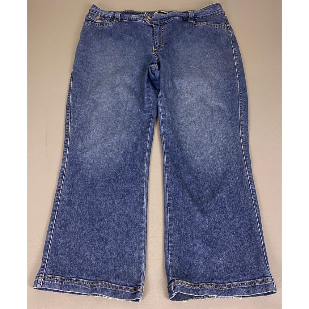 Lee Natural Bootcut Jeans Women's Plus 22W Medium Blue Denim Mid Rise Stretch **